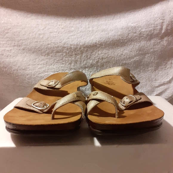 SAS Jett Toe Loop Slide LEATHER Tripad Soft Footbed Comfort Sandal Gold/Tan 10 - Picture 6 of 16